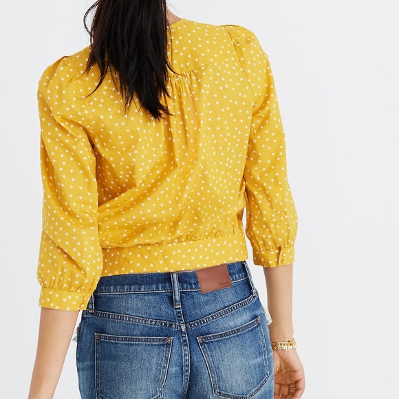 Madewell Wrap Top in Star Scatter Mustard - NWT - Picture 2 of 3